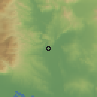 Shaded relief of the 53 km around Políkastron, drawn from the GMTED2010 grid