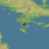 Shaded relief of the 54 km around Portokhélion, drawn from the GMTED2010 grid