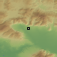 Shaded relief of the 53 km around Prosotsáni, drawn from the GMTED2010 grid
