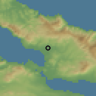 Shaded relief of the 54 km around Psakhná, drawn from the GMTED2010 grid
