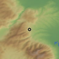 Shaded relief of the 53 km around Ritíni, drawn from the GMTED2010 grid