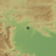 Shaded relief of the 53 km around Rízoma, drawn from the GMTED2010 grid