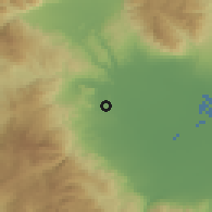 Shaded relief of the 53 km around Rizón, drawn from the GMTED2010 grid