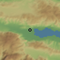 Shaded relief of the 54 km around Rodítsa, drawn from the GMTED2010 grid