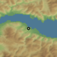 Shaded relief of the 54 km around Rododáfni, drawn from the GMTED2010 grid