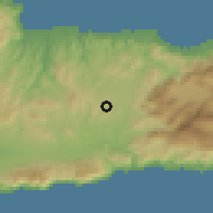 Shaded relief of the 55 km around Arkalokhórion, drawn from the GMTED2010 grid