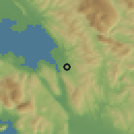 Shaded relief of the 54 km around Sardínia, drawn from the GMTED2010 grid