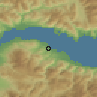 Shaded relief of the 54 km around Selianítika, drawn from the GMTED2010 grid