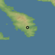 Shaded relief of the 53 km around Sikéa, drawn from the GMTED2010 grid