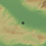 Shaded relief of the 53 km around Sisamía, drawn from the GMTED2010 grid