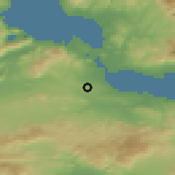 Shaded relief of the 54 km around Skhimatárion, drawn from the GMTED2010 grid