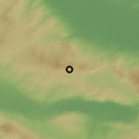 Shaded relief of the 53 km around Sokhós, drawn from the GMTED2010 grid