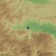 Shaded relief of the 54 km around Sperkhiás, drawn from the GMTED2010 grid