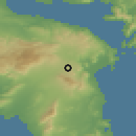 Shaded relief of the 54 km around Stamáta, drawn from the GMTED2010 grid