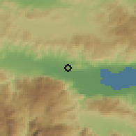 Shaded relief of the 54 km around Staurós, drawn from the GMTED2010 grid