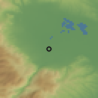 Shaded relief of the 53 km around Staurós, drawn from the GMTED2010 grid