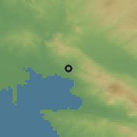 Shaded relief of the 53 km around Stauroúpolis, drawn from the GMTED2010 grid