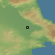 Shaded relief of the 53 km around Stefanovíkion, drawn from the GMTED2010 grid