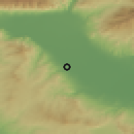 Shaded relief of the 53 km around Strimónikón, drawn from the GMTED2010 grid