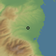 Shaded relief of the 53 km around Svorónos, drawn from the GMTED2010 grid