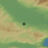 Shaded relief of the 53 km around Terpní, drawn from the GMTED2010 grid