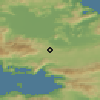 Shaded relief of the 54 km around Thespiaí, drawn from the GMTED2010 grid