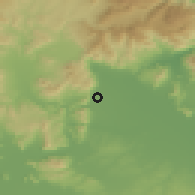 Shaded relief of the 53 km around Tírnavos, drawn from the GMTED2010 grid