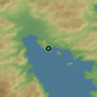 Shaded relief of the 54 km around Tolón, drawn from the GMTED2010 grid