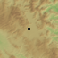 Shaded relief of the 54 km around Trípoli, drawn from the GMTED2010 grid
