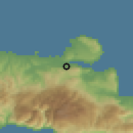 Shaded relief of the 55 km around Tsikalariá, drawn from the GMTED2010 grid