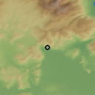Shaded relief of the 53 km around Aryiropoúlion, drawn from the GMTED2010 grid