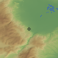 Shaded relief of the 53 km around Véroia, drawn from the GMTED2010 grid