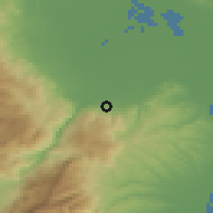 Shaded relief of the 53 km around Veryína, drawn from the GMTED2010 grid