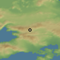 Shaded relief of the 54 km around Vília, drawn from the GMTED2010 grid