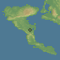 Shaded relief of the 53 km around Virós, drawn from the GMTED2010 grid