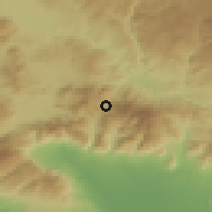 Shaded relief of the 53 km around Vólax, drawn from the GMTED2010 grid