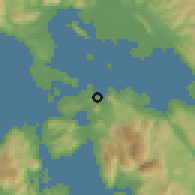 Shaded relief of the 54 km around Vónitsa, drawn from the GMTED2010 grid