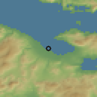 Shaded relief of the 54 km around Vrakhátion, drawn from the GMTED2010 grid