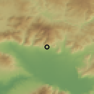 Shaded relief of the 53 km around Xiropótamos, drawn from the GMTED2010 grid