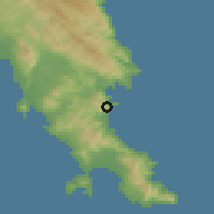 Shaded relief of the 54 km around Yéfira, drawn from the GMTED2010 grid