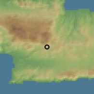 Shaded relief of the 55 km around Yéryeri, drawn from the GMTED2010 grid