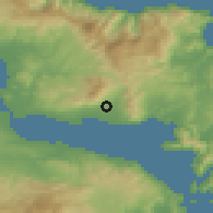 Shaded relief of the 54 km around Yimnón, drawn from the GMTED2010 grid