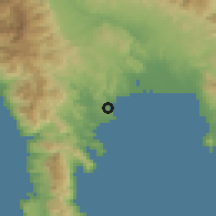 Shaded relief of the 54 km around Yíthion, drawn from the GMTED2010 grid