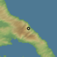 Shaded relief of the 53 km around Zagorá, drawn from the GMTED2010 grid