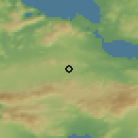 Shaded relief of the 54 km around Asopía, drawn from the GMTED2010 grid