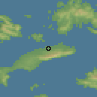 Shaded relief of the 54 km around Zipárion, drawn from the GMTED2010 grid