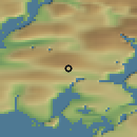 Shaded relief of the 45 km around Aappilattoq, drawn from the GMTED2010 grid