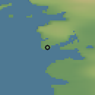 Shaded relief of the 43 km around Atammik, drawn from the GMTED2010 grid
