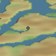 Shaded relief of the 43 km around Qooqqut, drawn from the GMTED2010 grid