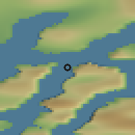 Shaded relief of the 43 km around Qoornoq, drawn from the GMTED2010 grid